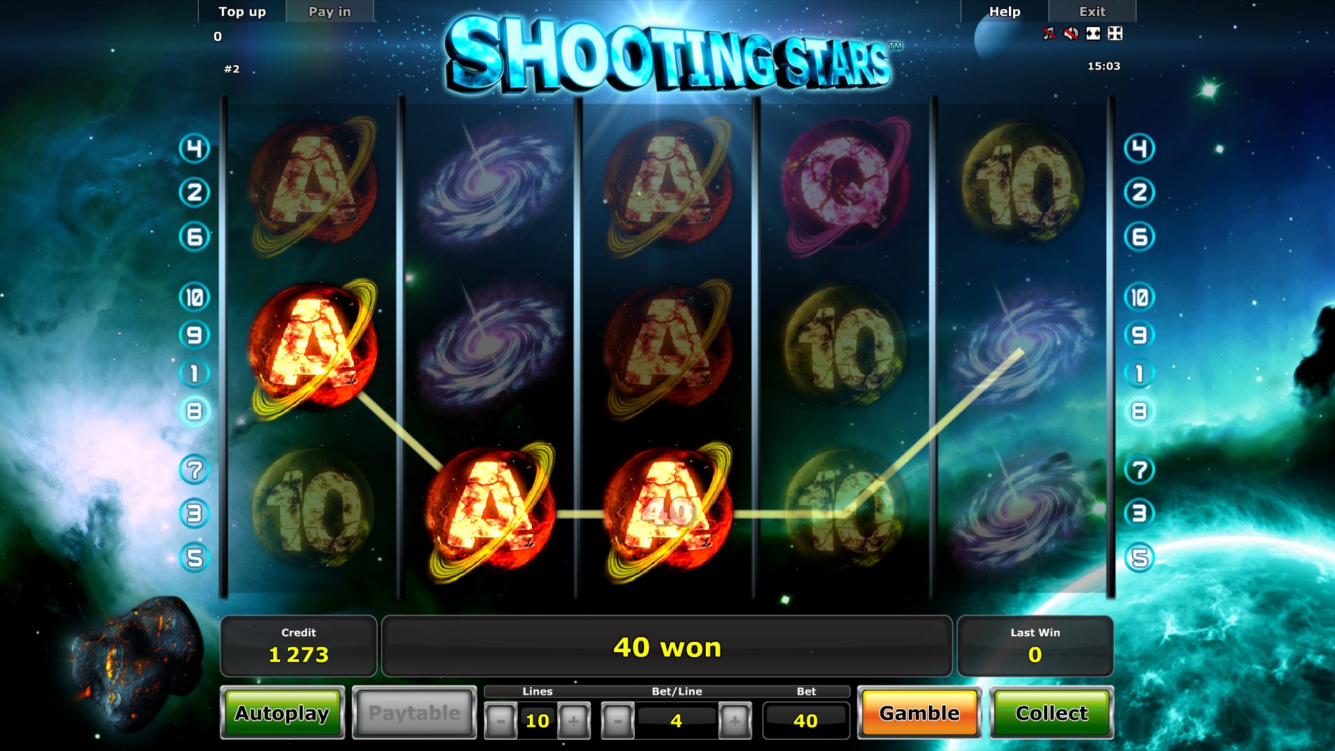 slot machine shooting stars