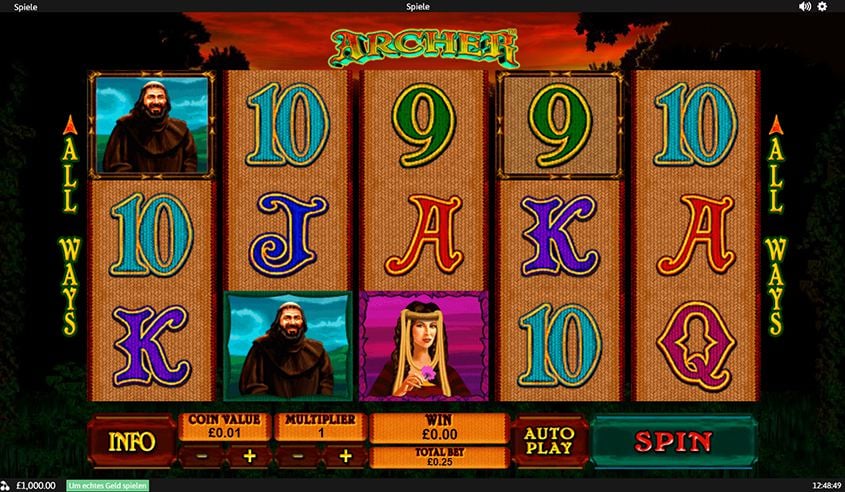 griglia slot machine archer 