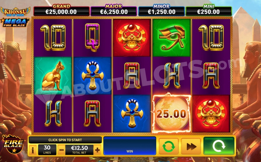 griglia slot machine Mega Fire Blaze: Khonsu God Of Moon 